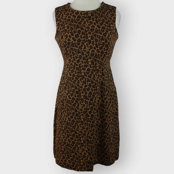 Lands End Leopard Knit Stretch Dress with Pockets Size 10 EUC - Picture 1 of 11